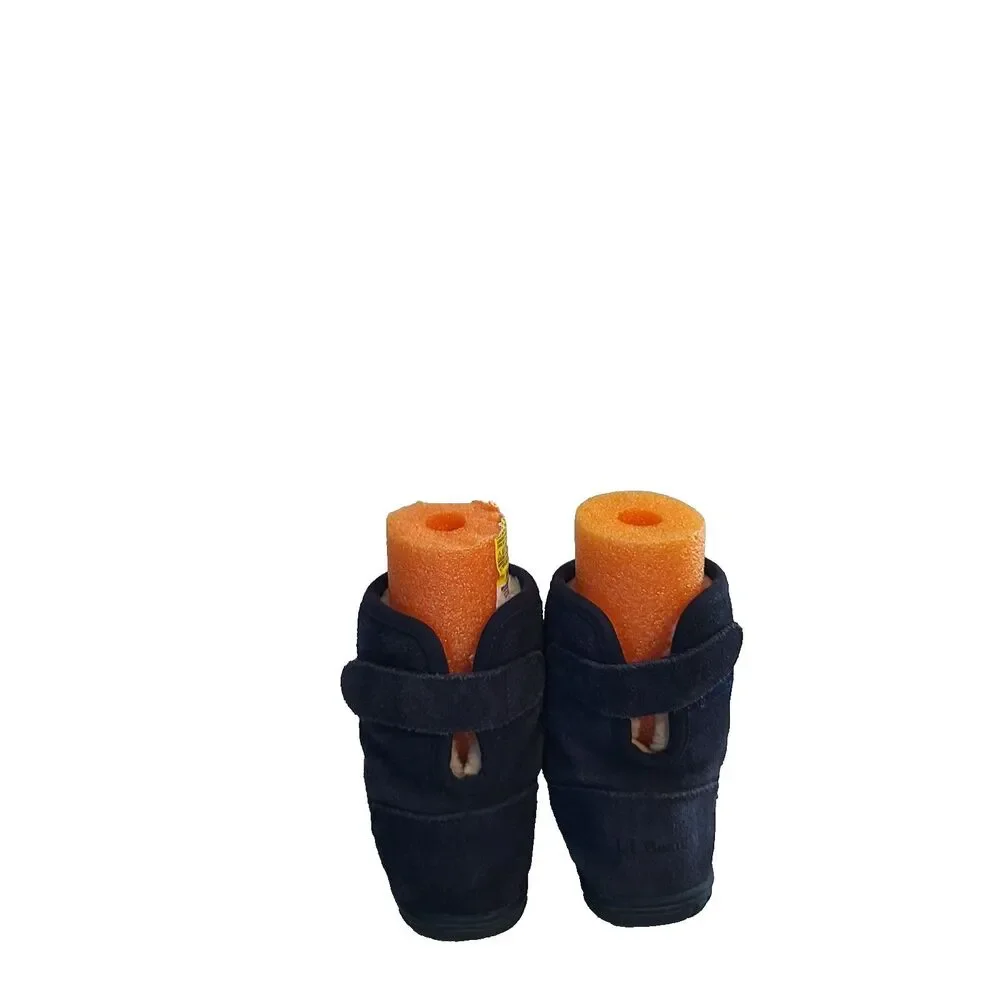 LL Bean Kids Boots Toddlers 12 Wicked Cozy Suede Leather Slip On Navy Fur Lined